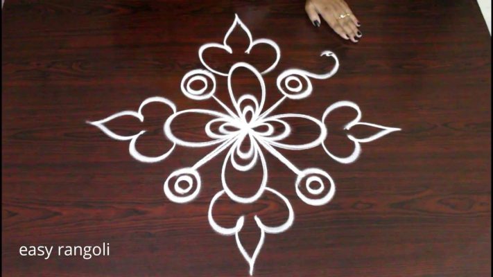 Rangoli Designs with chalk on floor