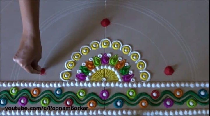 Simple Half Rangoli Design images for home and office