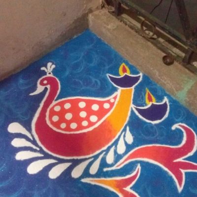 Peacock flower rangoli designs