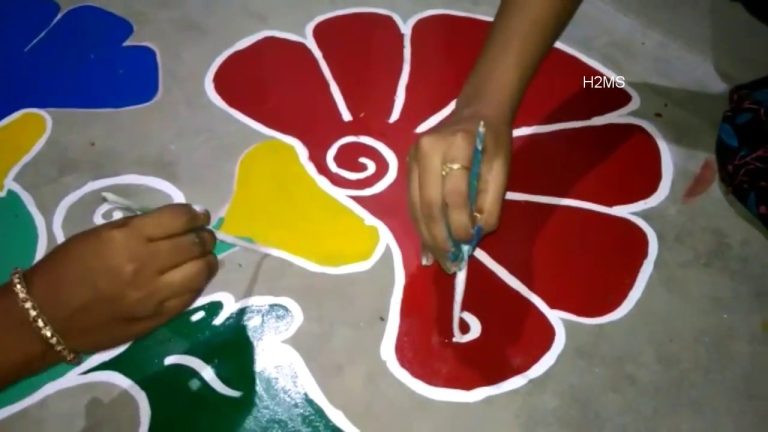 Rangoli Designs With Paint On Floor | Oil Paint | In 2023