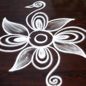 Flower Rangoli designs with chalk