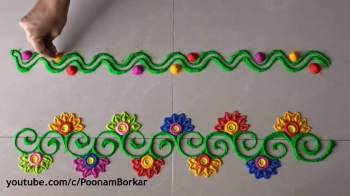 Straight Line Rangoli Design Images