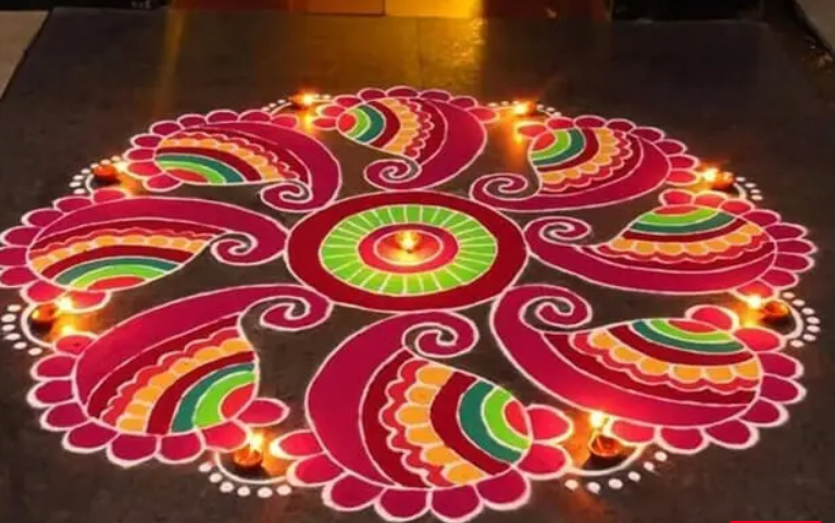 Doorstep Rangoli Designs for Diwali Decoration 