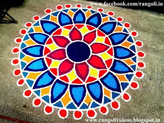 Rangoli Designs with paint on floor