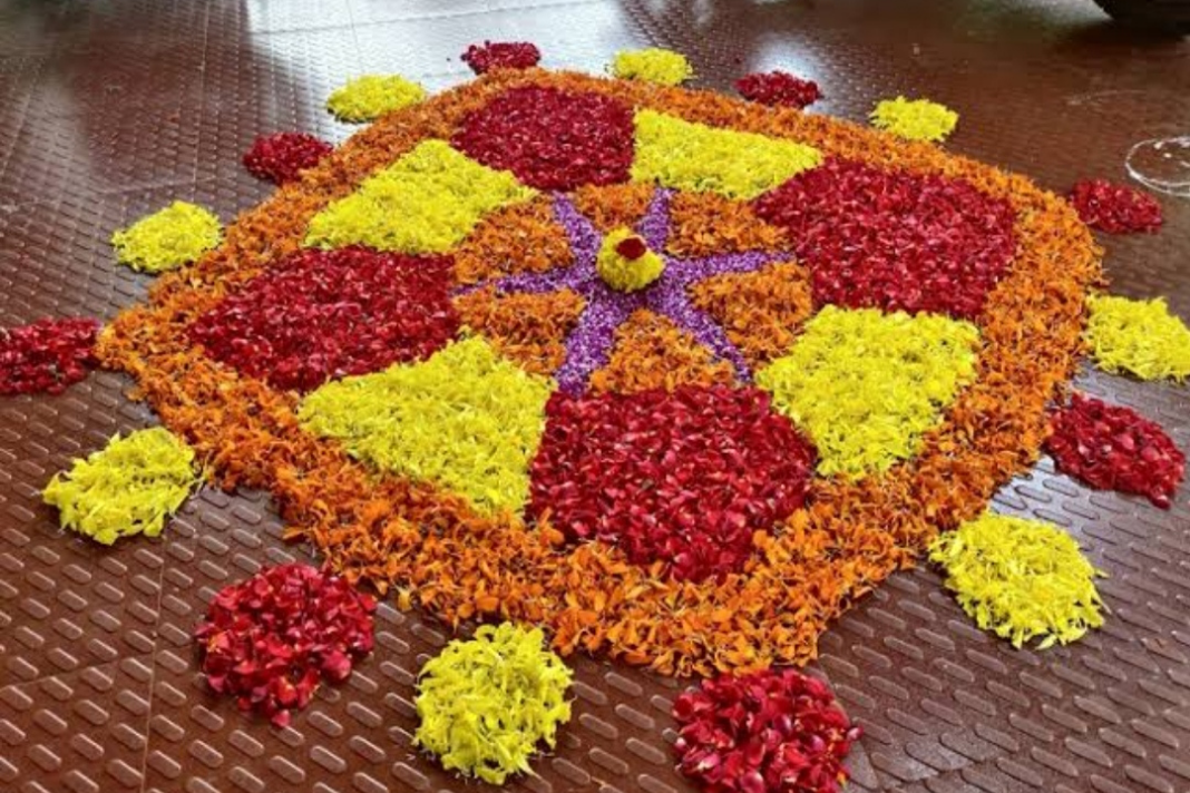 Onam Rangoli with Flowers