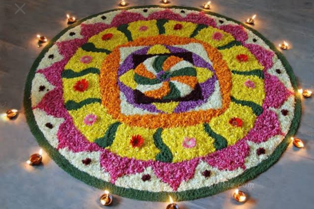 Onam Pookalam Drawing