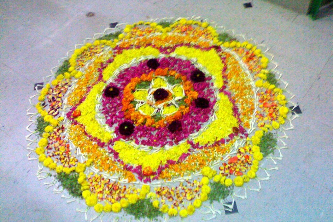 Onam Rangoli with Flowers