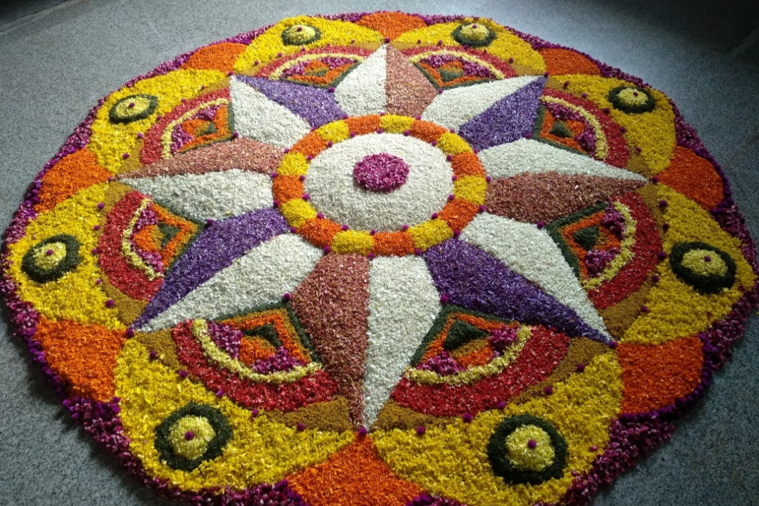 Onam Rangoli with Flowers