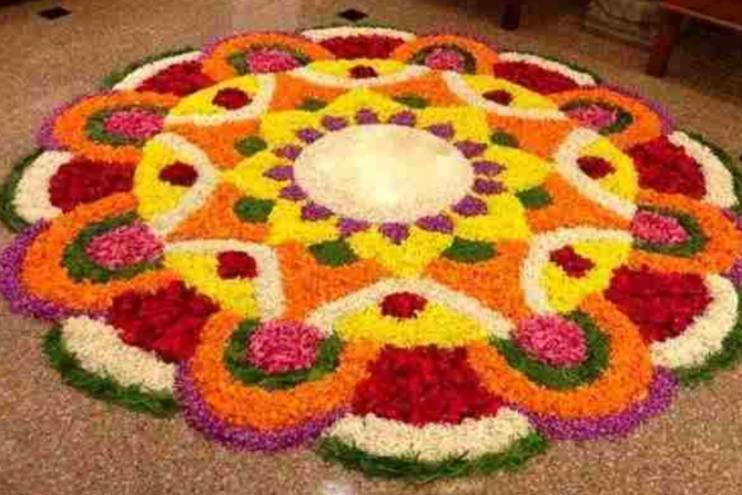 Onam Rangoli with Flowers