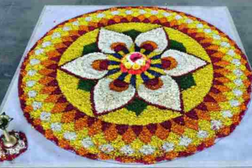 Onam Rangoli with Flowers