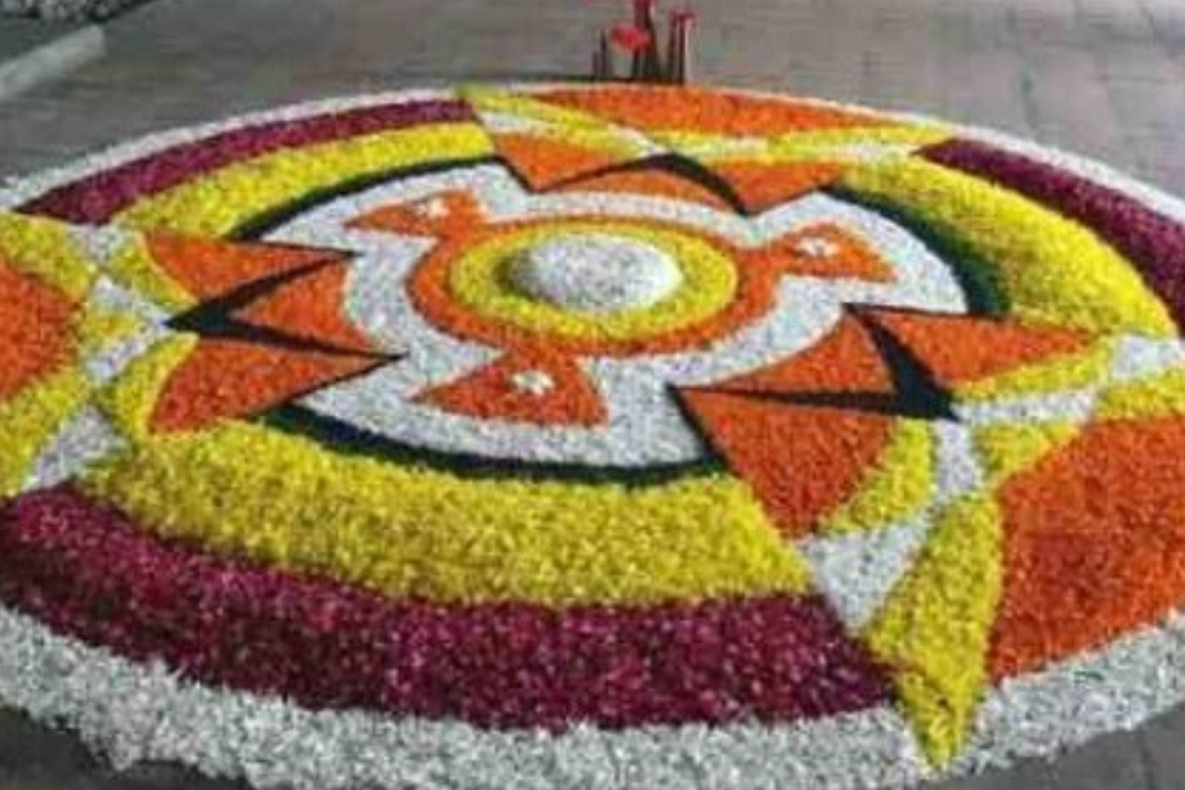 Onam Rangoli with Flowers