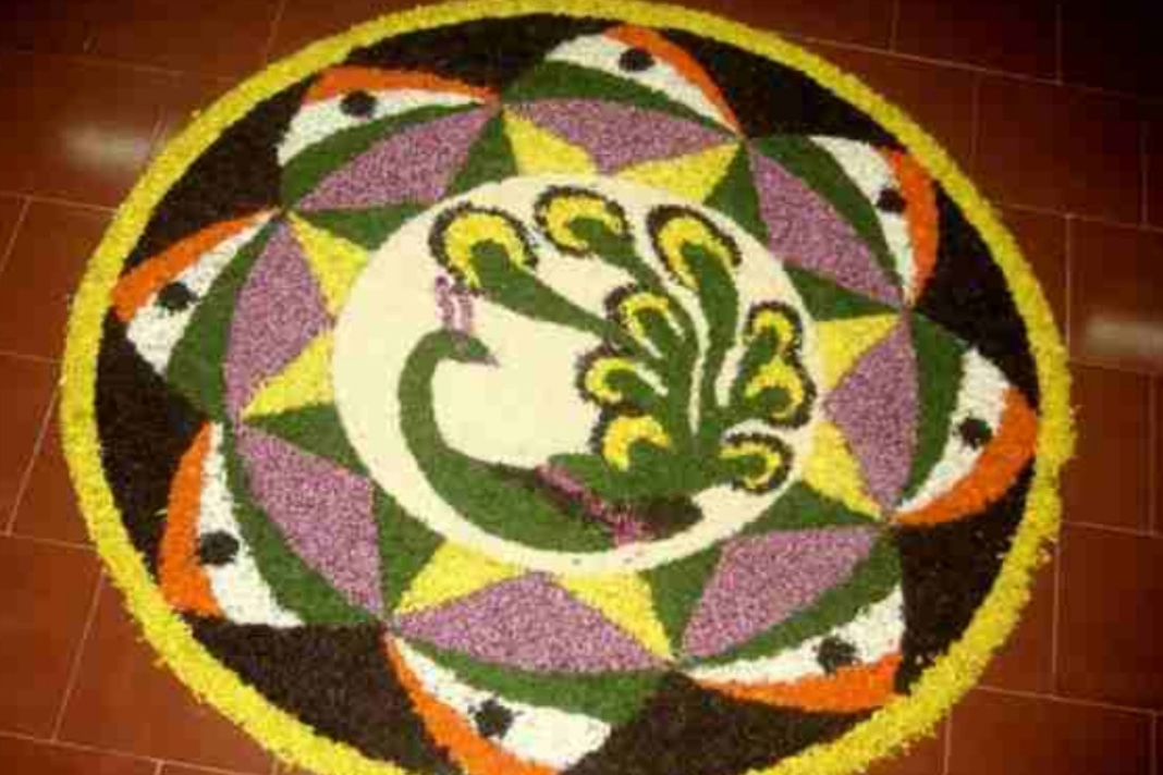 Onam Rangoli with Flowers