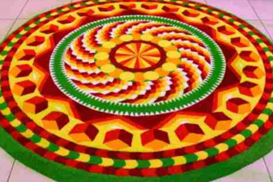 Onam Rangoli with Flowers