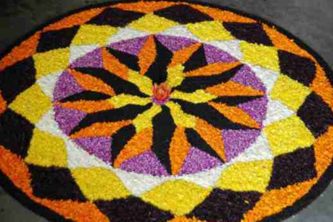 Onam Rangoli with Flowers